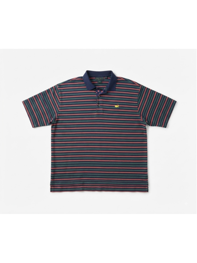Bobby Jones Collection Masters Striped Polo Shirt With Masters Logo Mens Sz Xxl